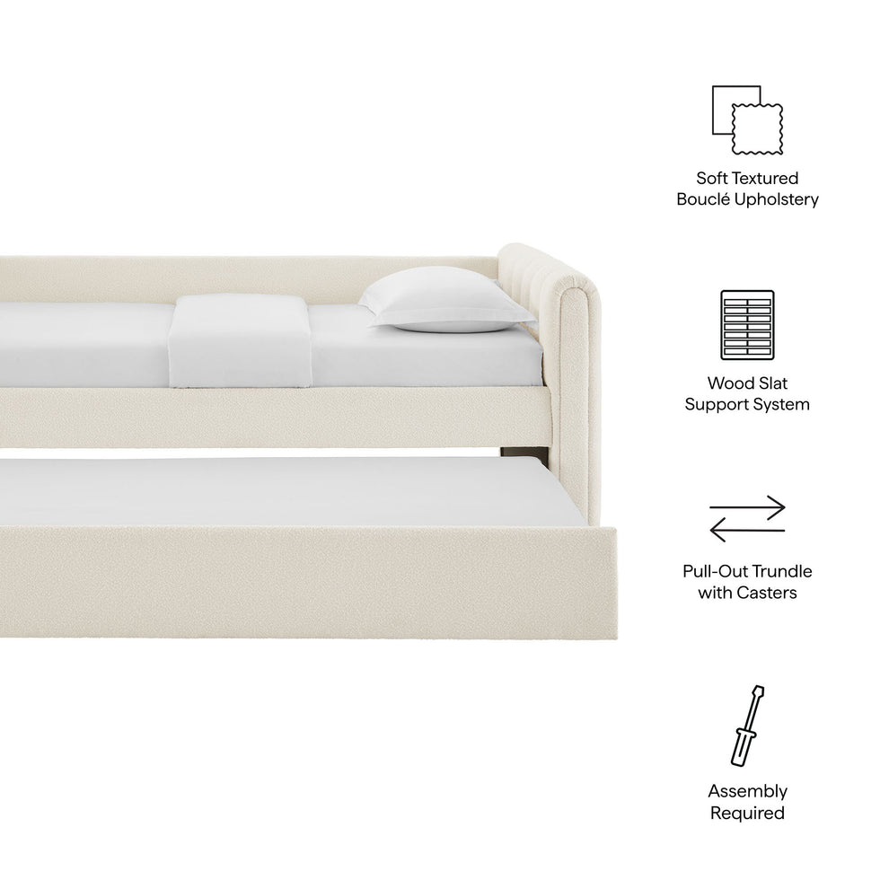 Veyla Channel Tufted Boucle Twin Daybed With Trundle by Modway | Beds | Modishstore - 15