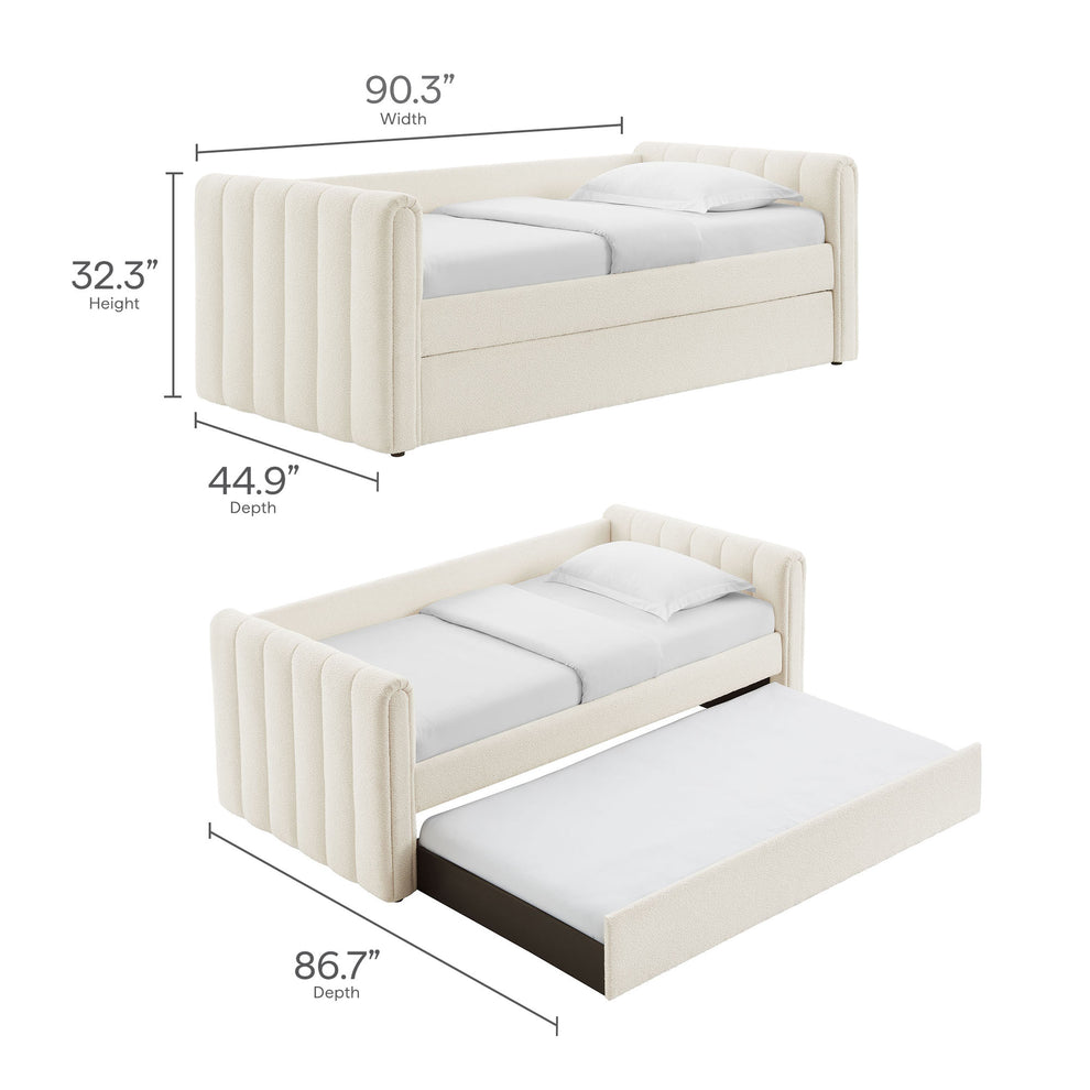 Veyla Channel Tufted Boucle Twin Daybed With Trundle by Modway | Beds | Modishstore - 16