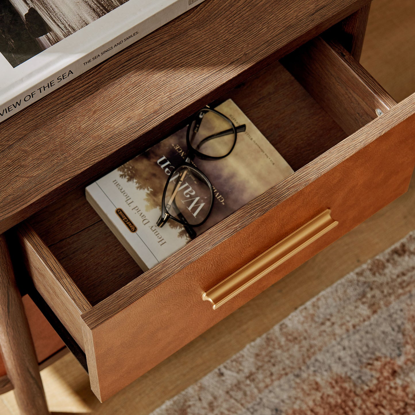Coralie 2-Drawer Curved Vegan Leather Nightstand by Modway