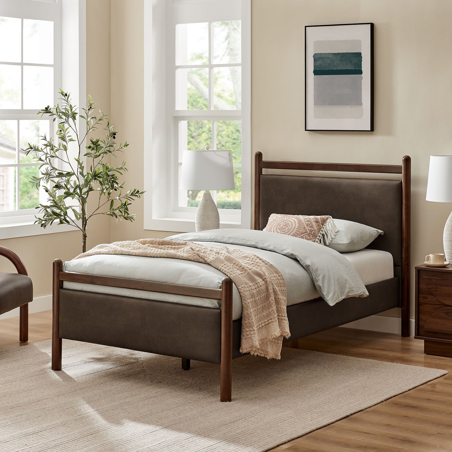Ginny Twin Size Vegan Leather Platform Bed Frame by Modway