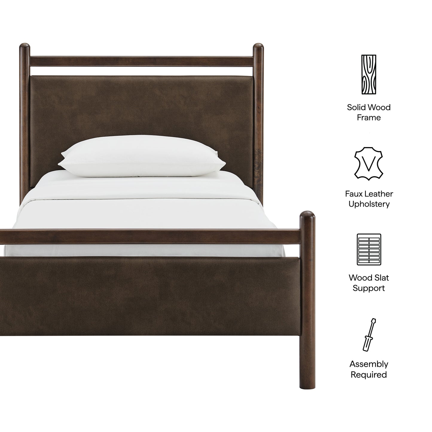 Ginny Twin Size Vegan Leather Platform Bed Frame by Modway