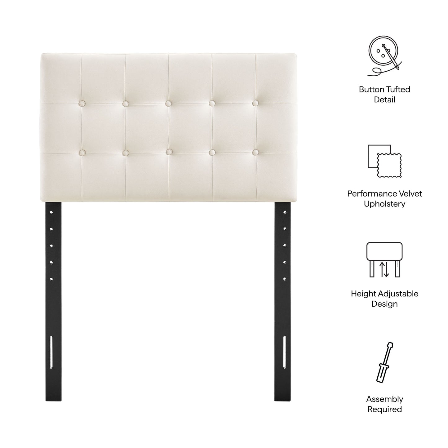 Emily Stain-Resistant Performance Velvet Twin Size Headboard by Modway