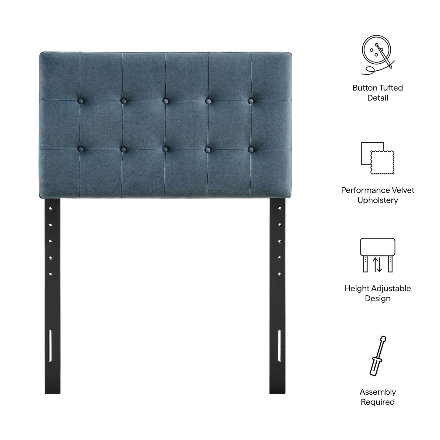 Emily Stain-Resistant Performance Velvet Twin Size Headboard by Modway