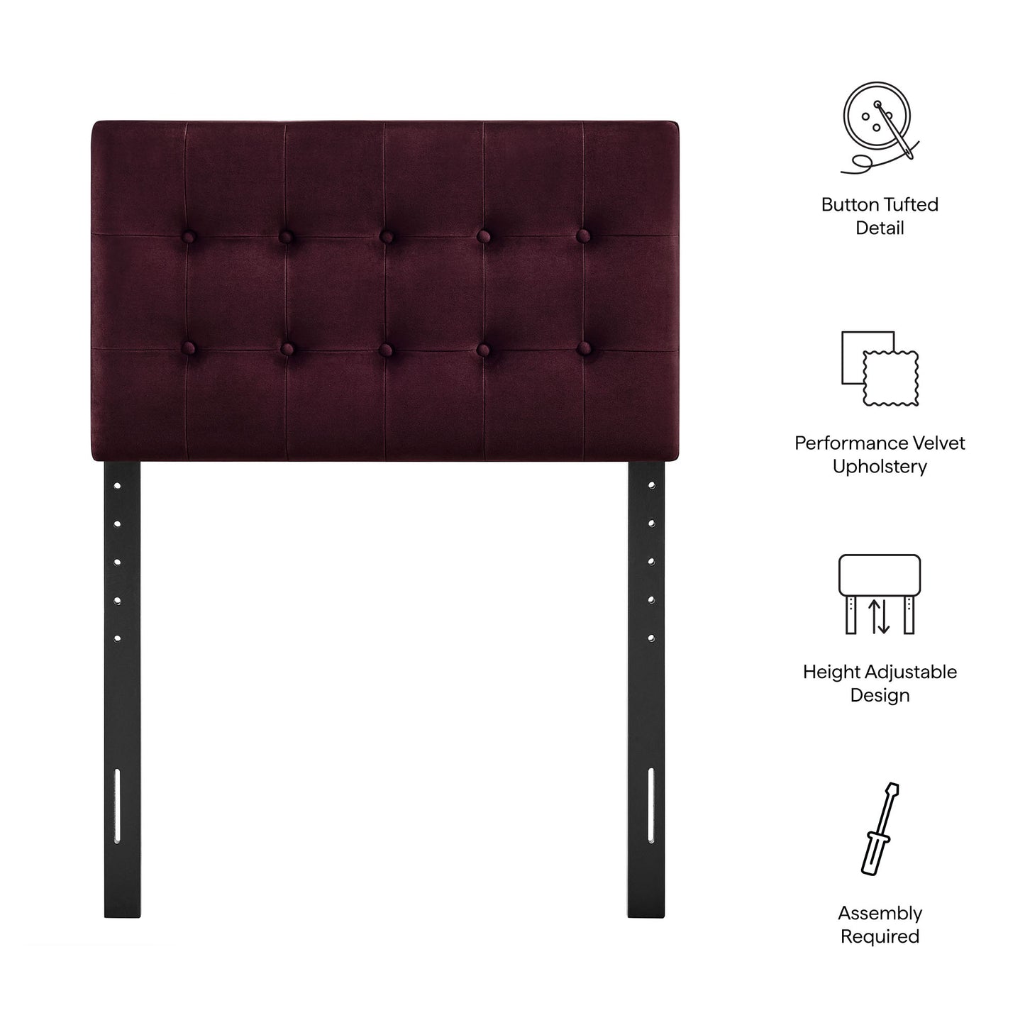 Emily Stain-Resistant Performance Velvet Twin Size Headboard by Modway