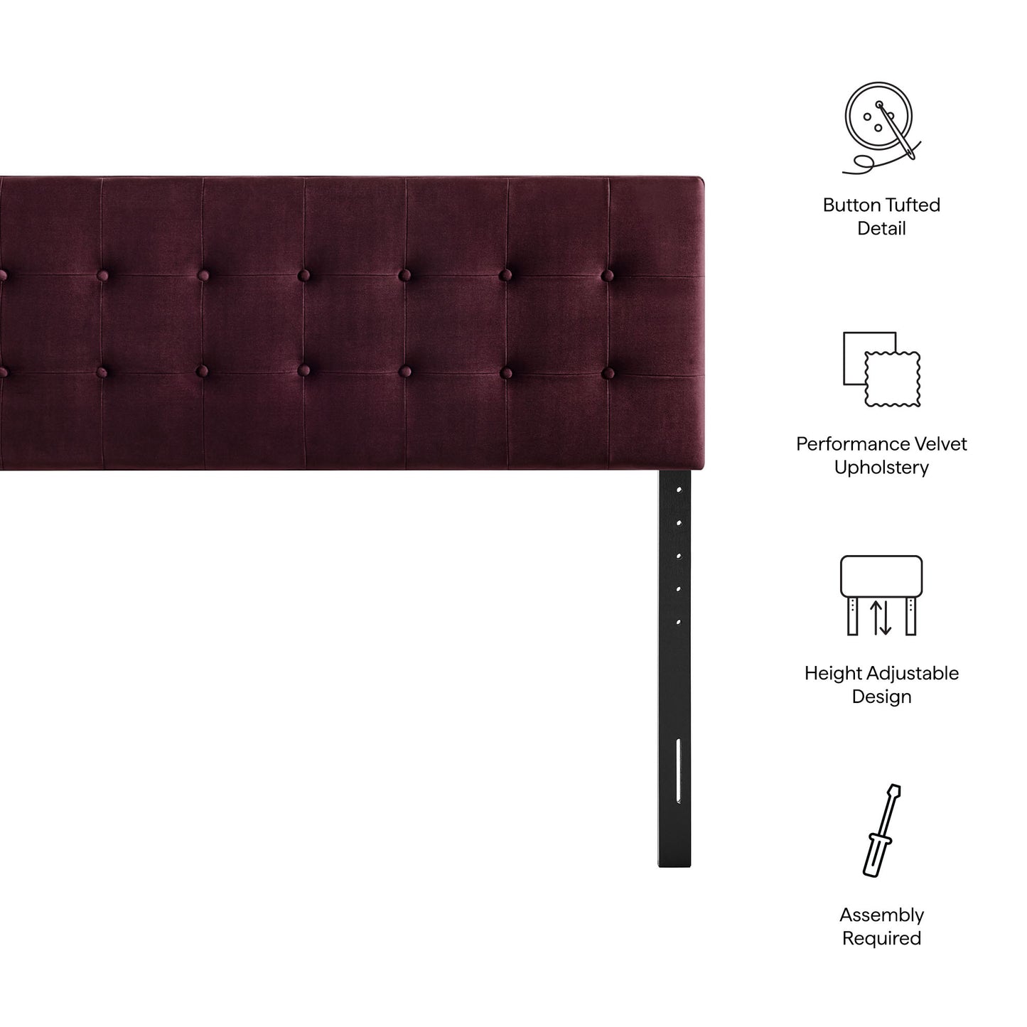 Emily Stain-Resistant Performance Velvet King Size Headboard by Modway