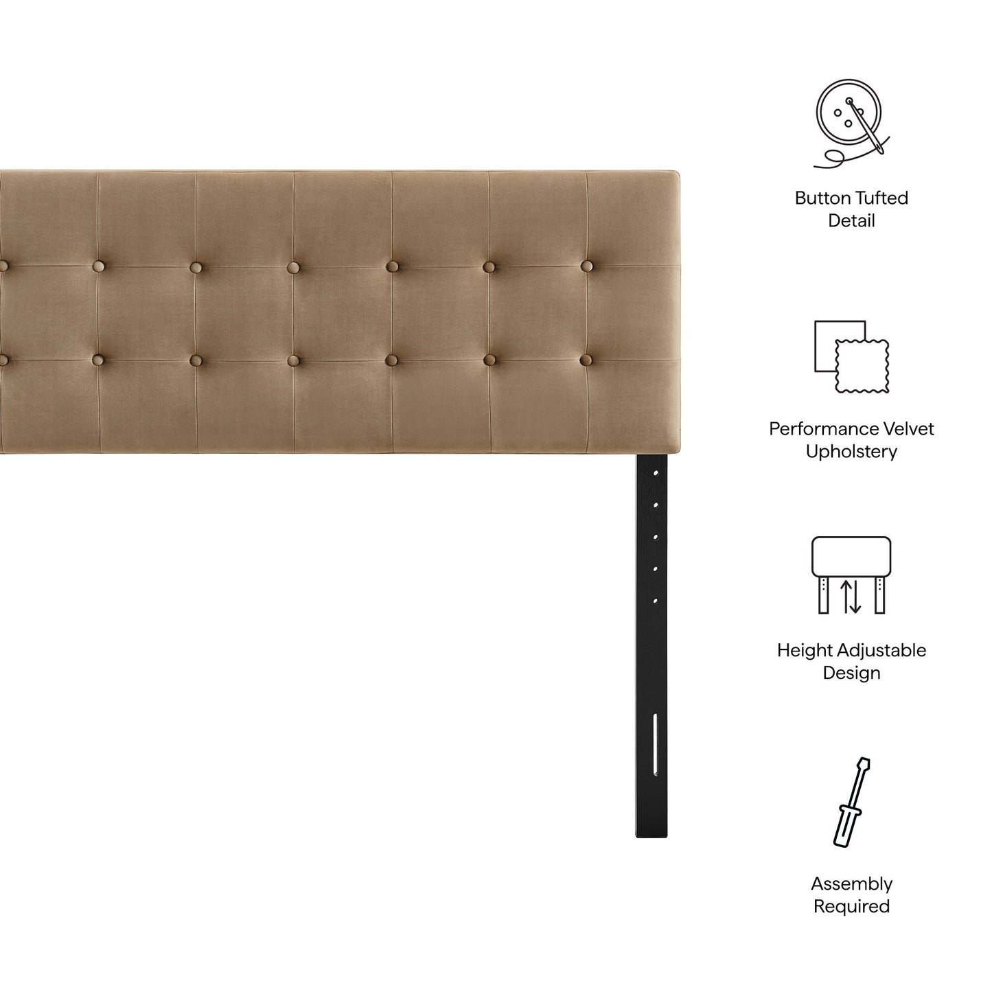 Emily Stain-Resistant Performance Velvet King Size Headboard by Modway