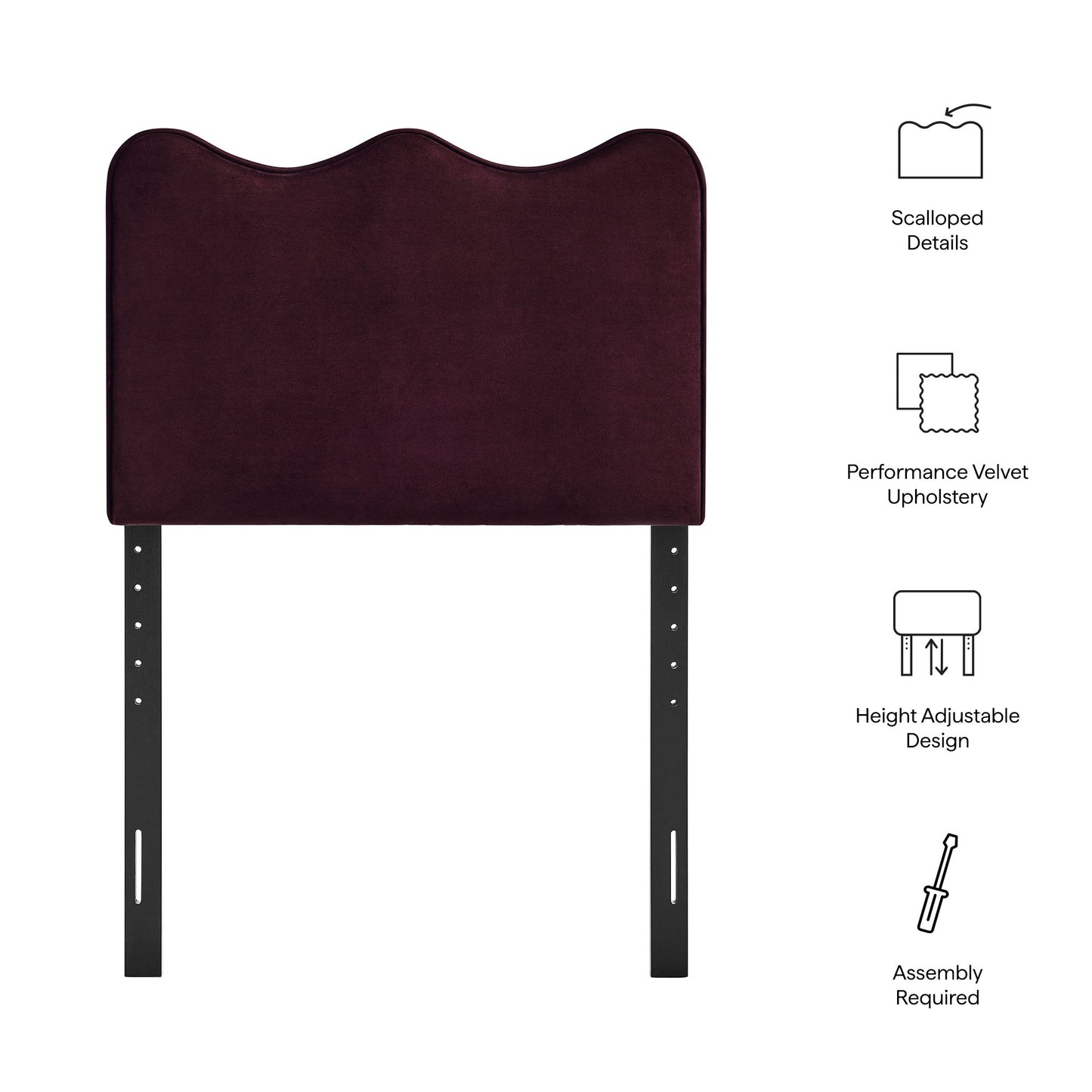 Athena Stain-Resistant Performance Velvet Twin Size Headboard by Modway