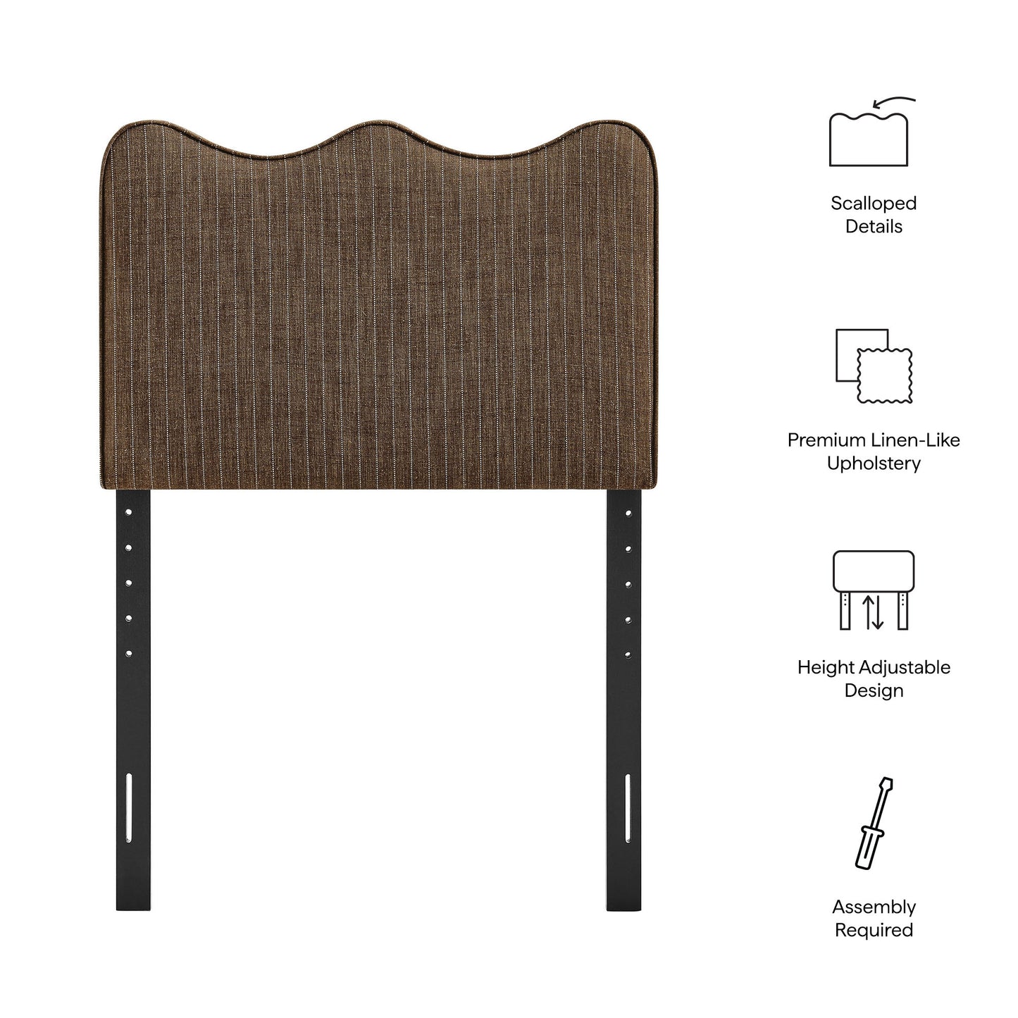 Athena Striped Fabric Upholstered Twin Size Headboard by Modway