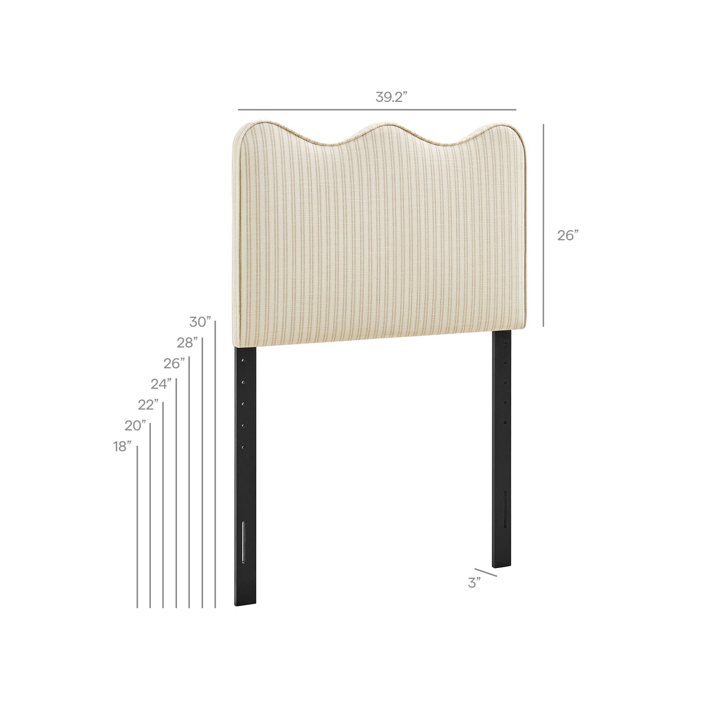 Athena Striped Fabric Upholstered Twin Size Headboard by Modway