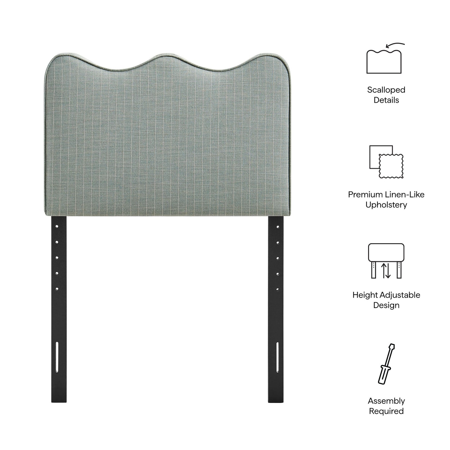 Athena Striped Fabric Upholstered Twin Size Headboard by Modway