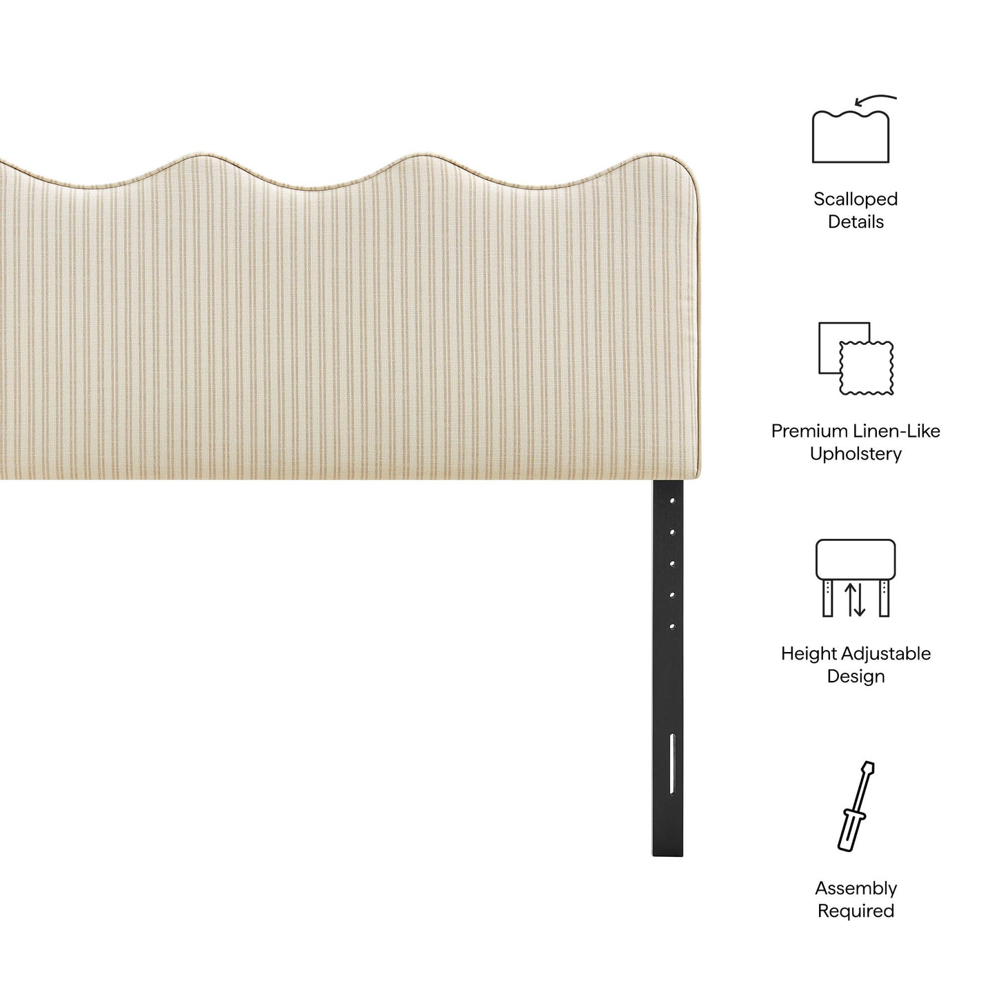Athena Striped Fabric Upholstered Full Size Headboard by Modway