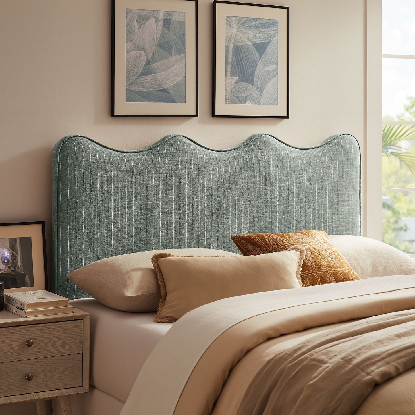 Athena Striped Fabric Upholstered Queen Size Headboard by Modway