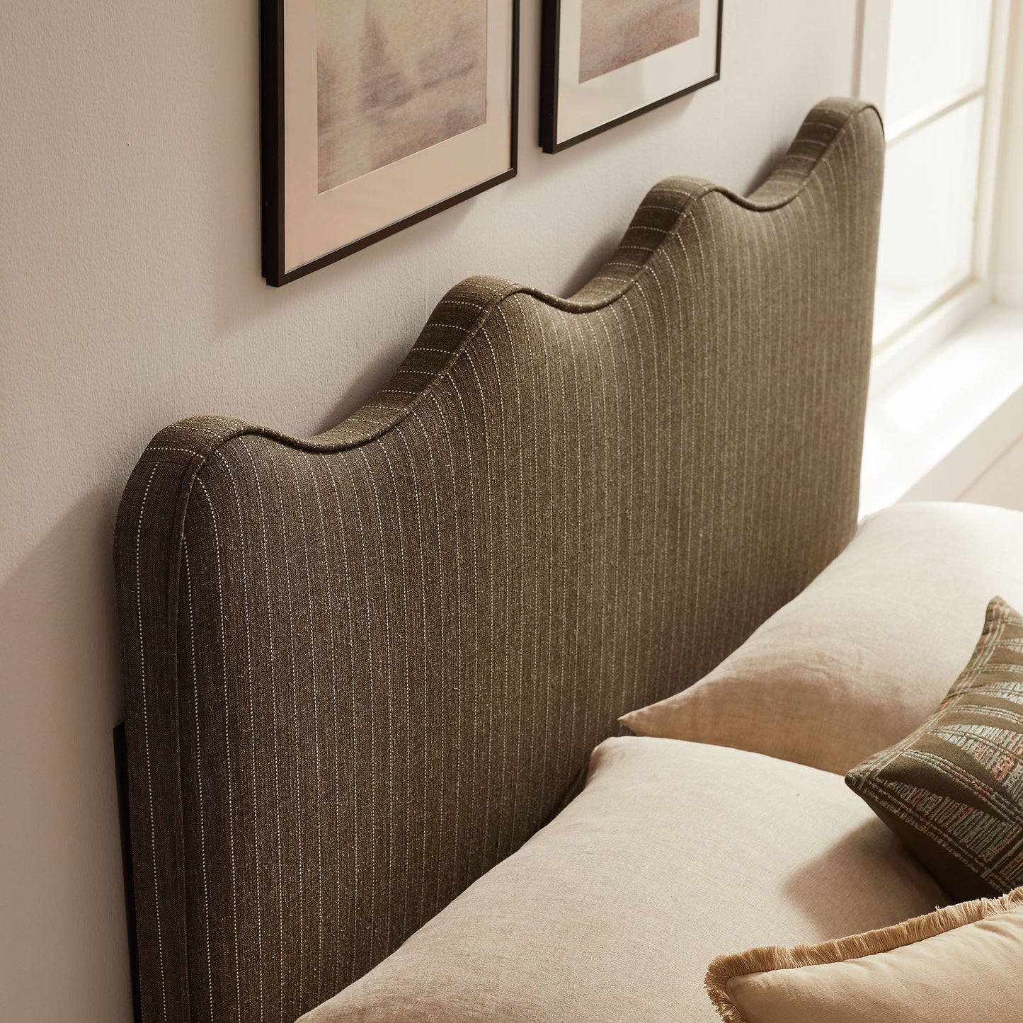 Athena Striped Fabric Upholstered King Size Headboard by Modway