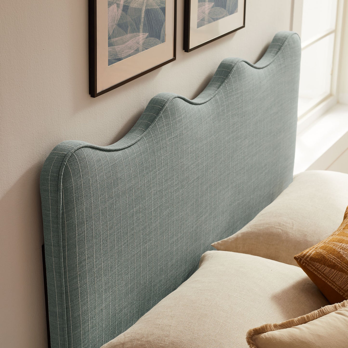 Athena Striped Fabric Upholstered King Size Headboard by Modway