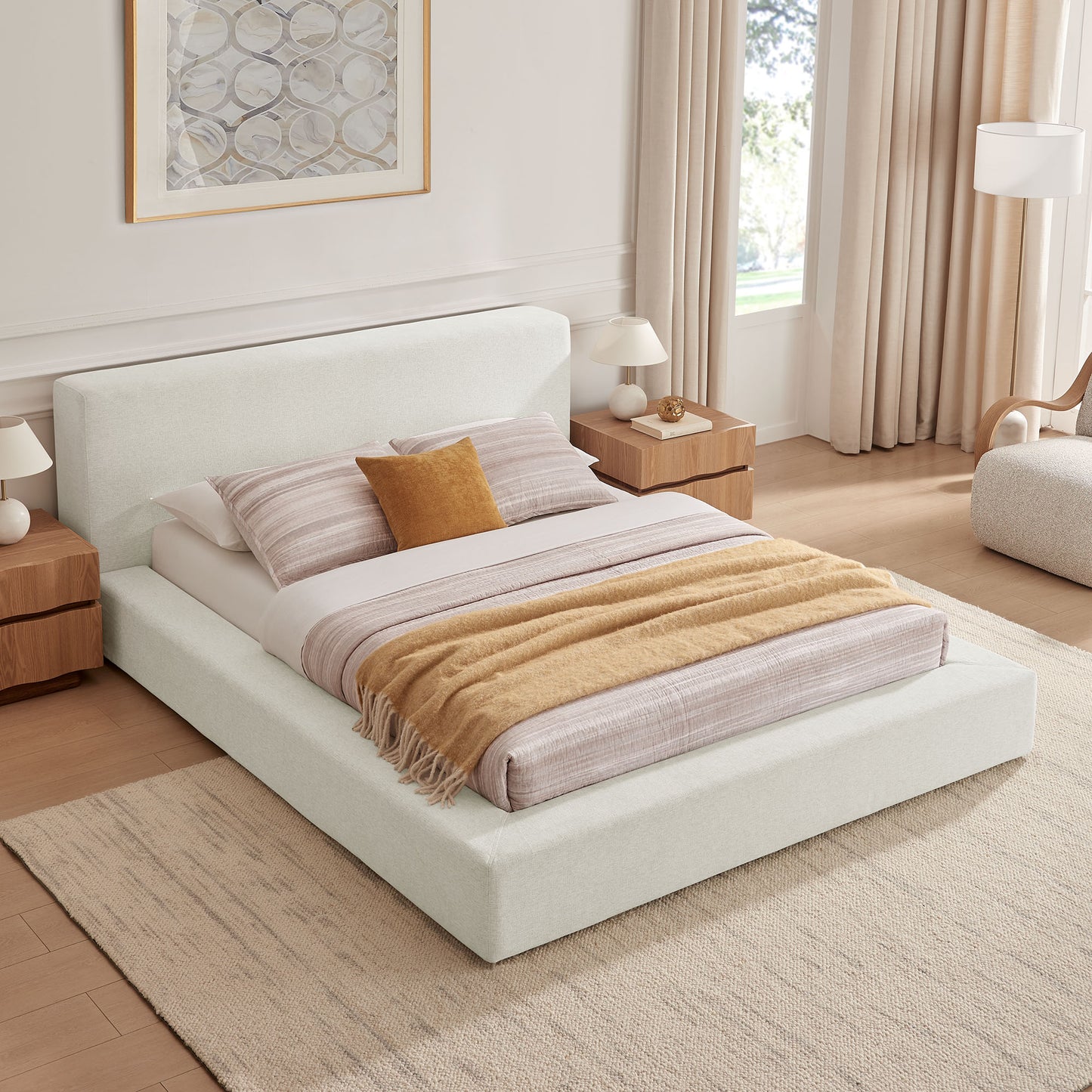 Luma Chenille Upholstered Queen Platform Bed Frame by Modway