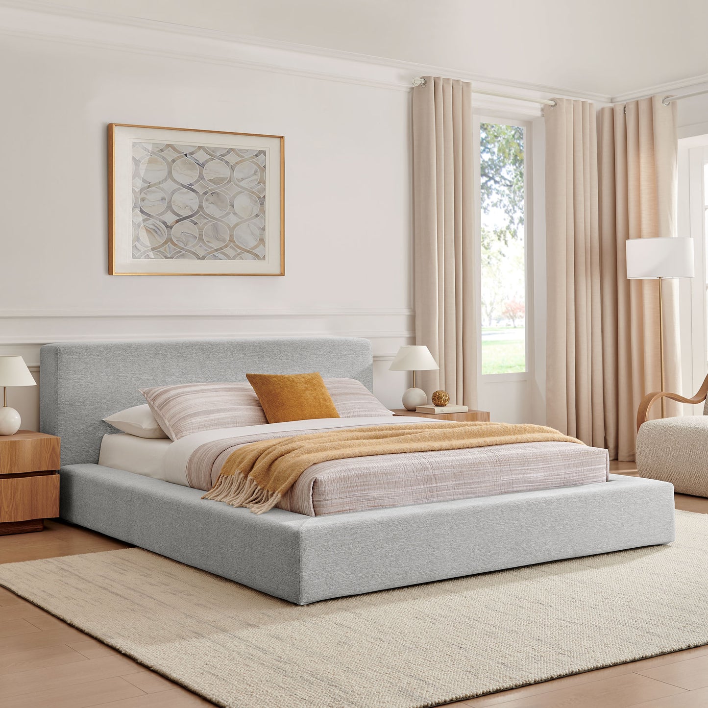 Luma Chenille Upholstered Queen Platform Bed Frame by Modway