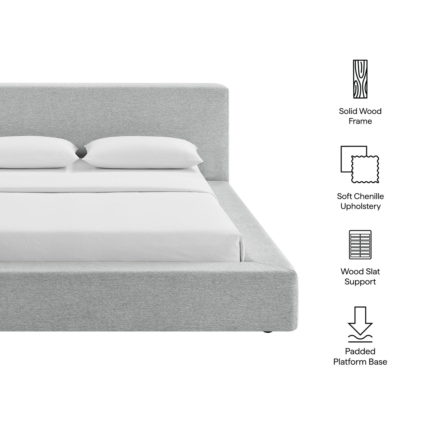 Luma Chenille Upholstered Queen Platform Bed Frame by Modway