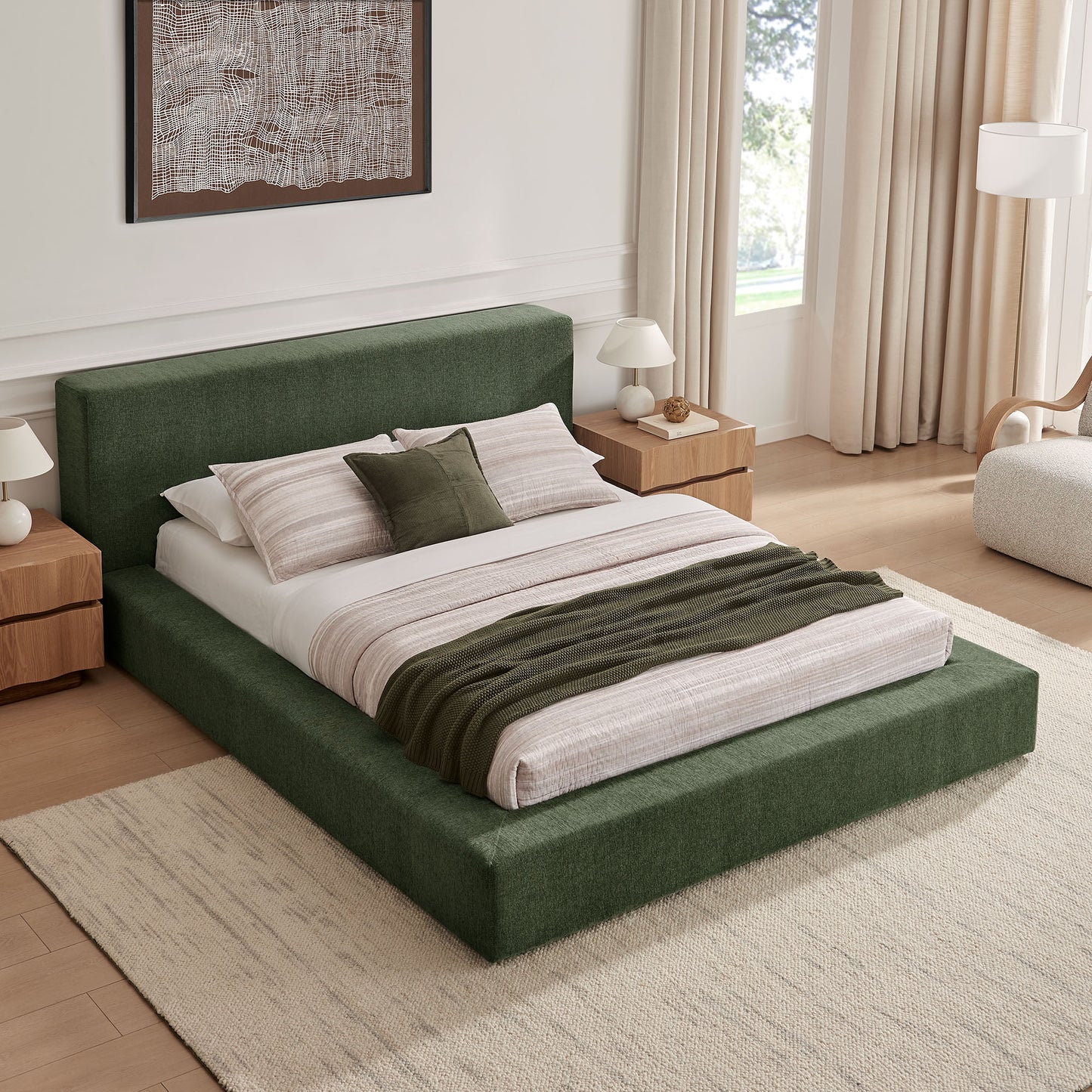 Luma Chenille Upholstered Queen Platform Bed Frame by Modway