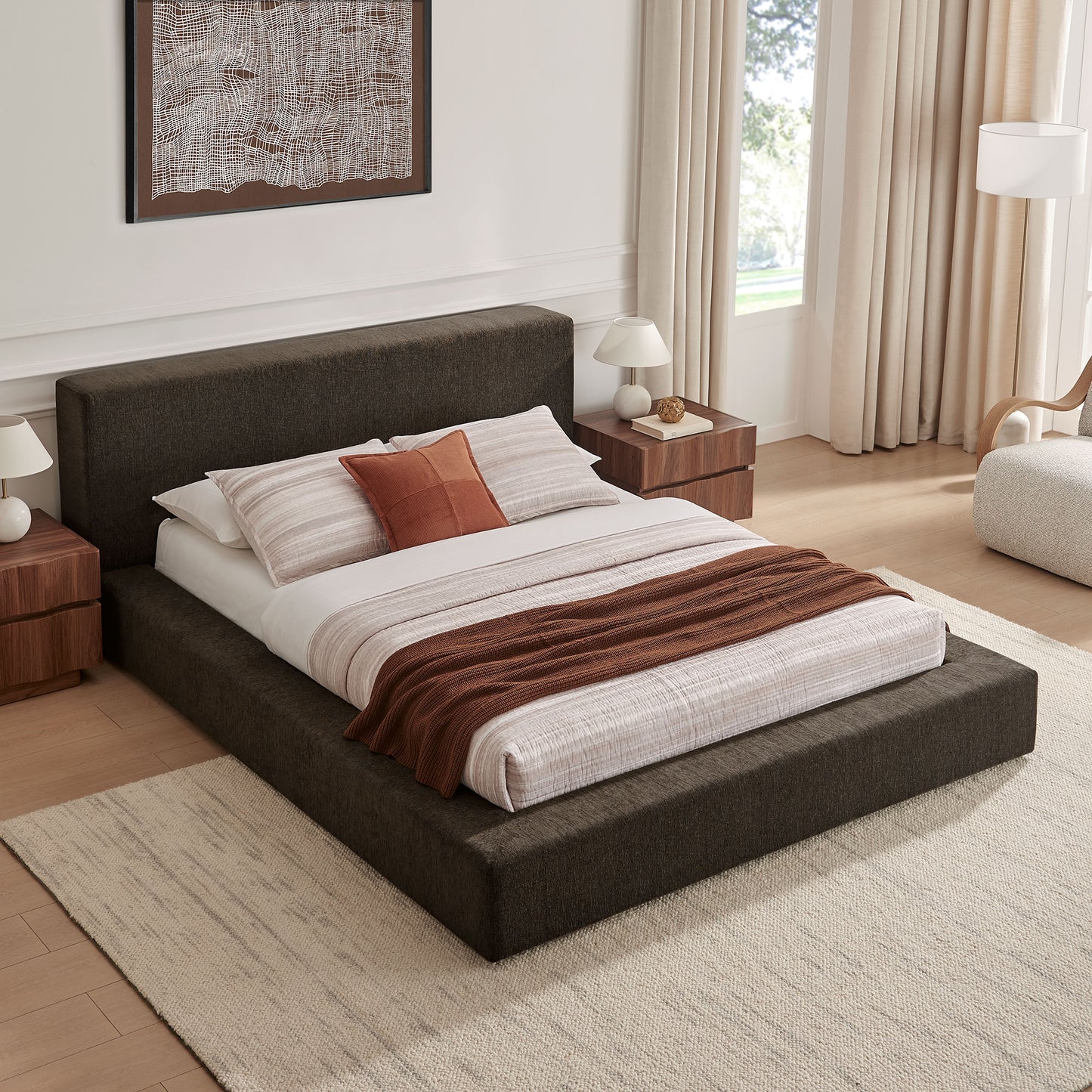 Luma Chenille Upholstered Queen Platform Bed Frame by Modway