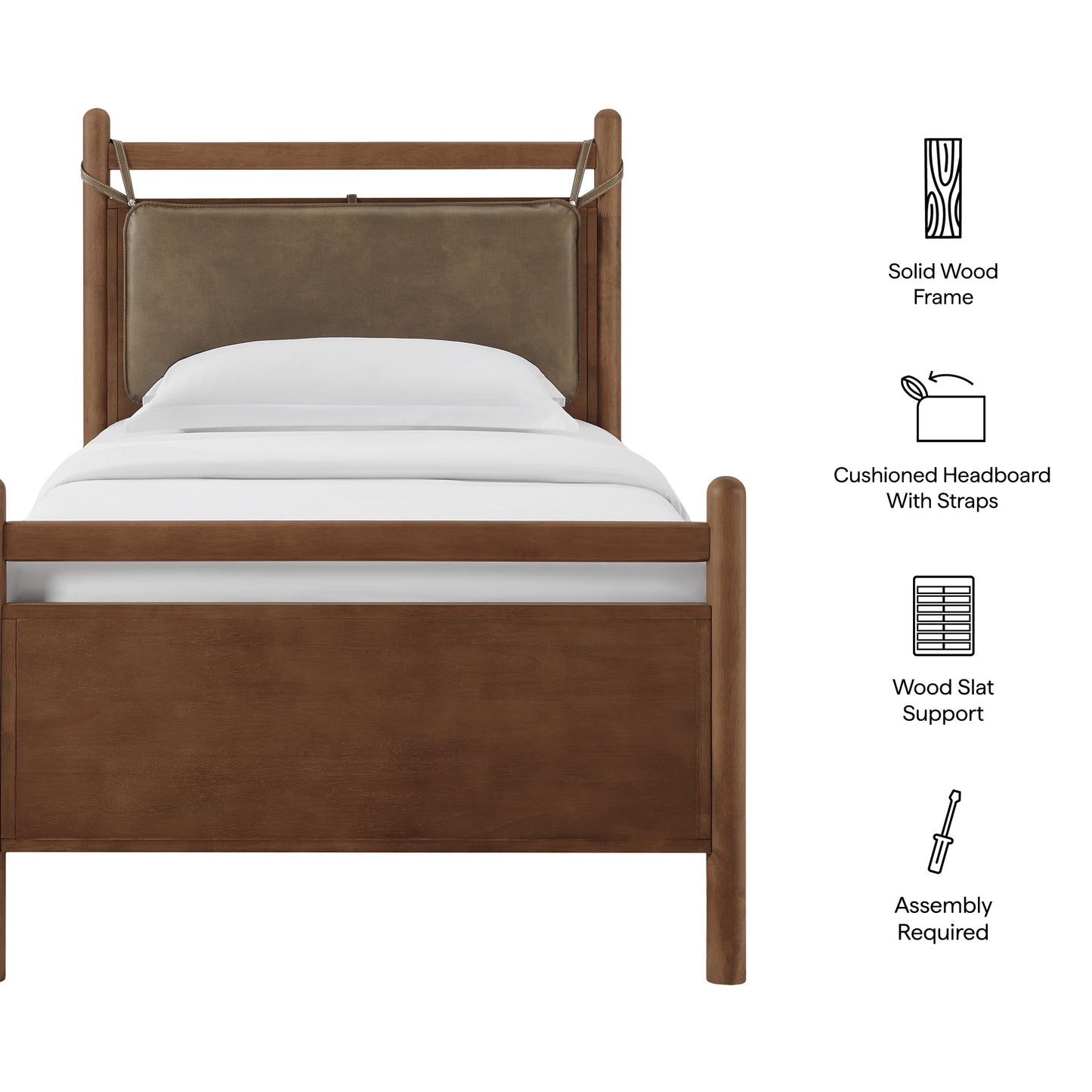 Leni Twin Size Vegan Leather and Wood Platform Bed Frame by Modway