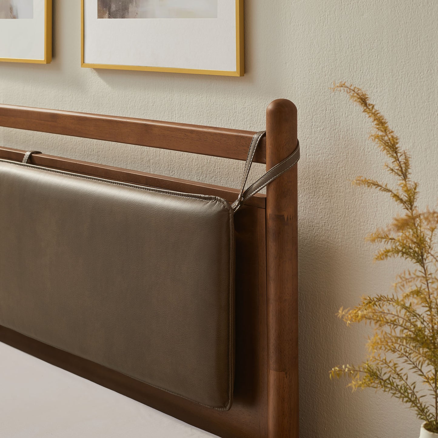 Leni Queen Size Vegan Leather and Wood Platform Bed Frame by Modway