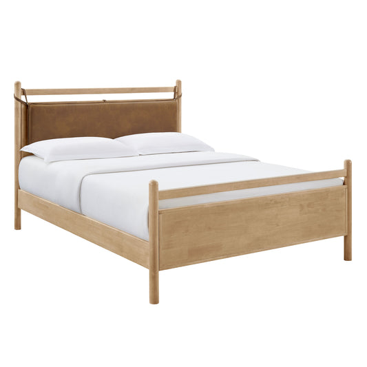 Leni King Size Vegan Leather and Wood Platform Bed Frame by Modway