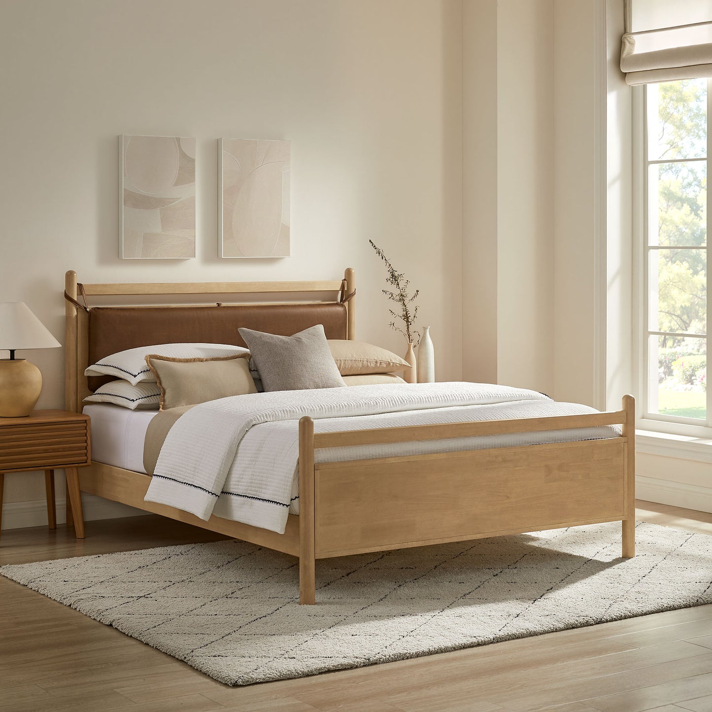 Leni King Size Vegan Leather and Wood Platform Bed Frame by Modway