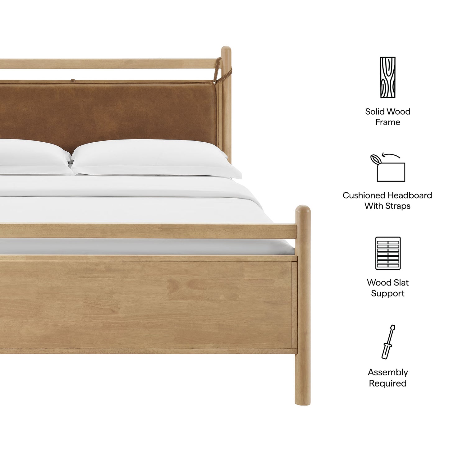 Leni King Size Vegan Leather and Wood Platform Bed Frame by Modway