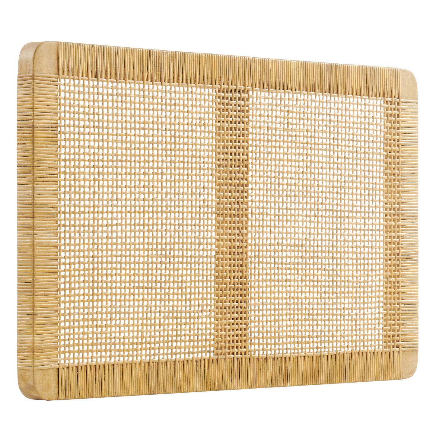 Sandy Wall Mounted Wood and Rattan Twin Size Headboard by Modway