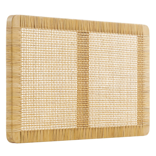 Sandy Wall Mounted Wood and Rattan Twin Size Headboard by Modway
