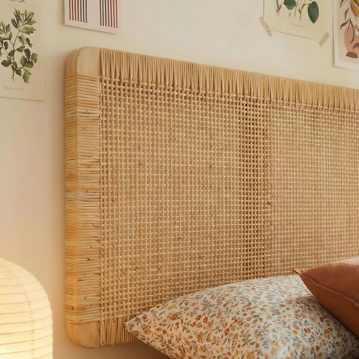 Sandy Wall Mounted Wood and Rattan Twin Size Headboard by Modway