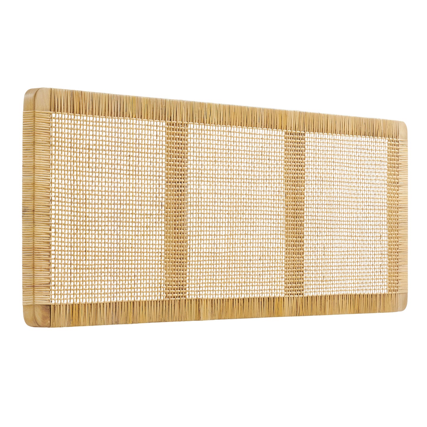 Sandy Wall Mounted Wood and Rattan Queen Size Headboard by Modway
