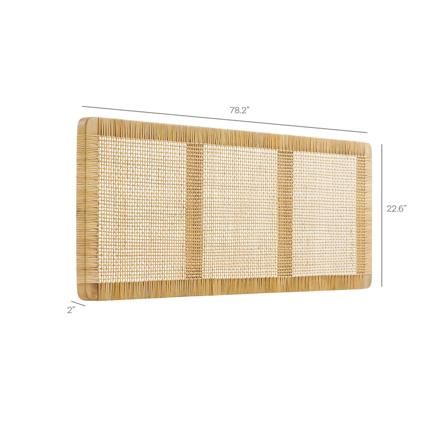 Sandy Wall Mounted Wood and Rattan King Size Headboard by Modway