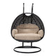 LeisureMod Mendoza Charcoal Wicker Hanging 2 person Egg Swing Chair | Outdoor Porch Swings | Modishstore - 3