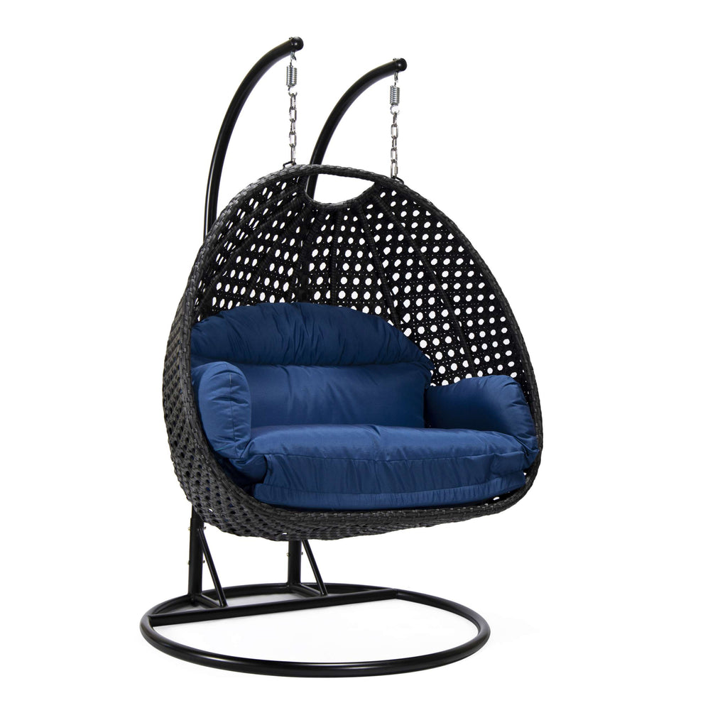 LeisureMod Mendoza Charcoal Wicker Hanging 2 person Egg Swing Chair | Outdoor Porch Swings | Modishstore - 40