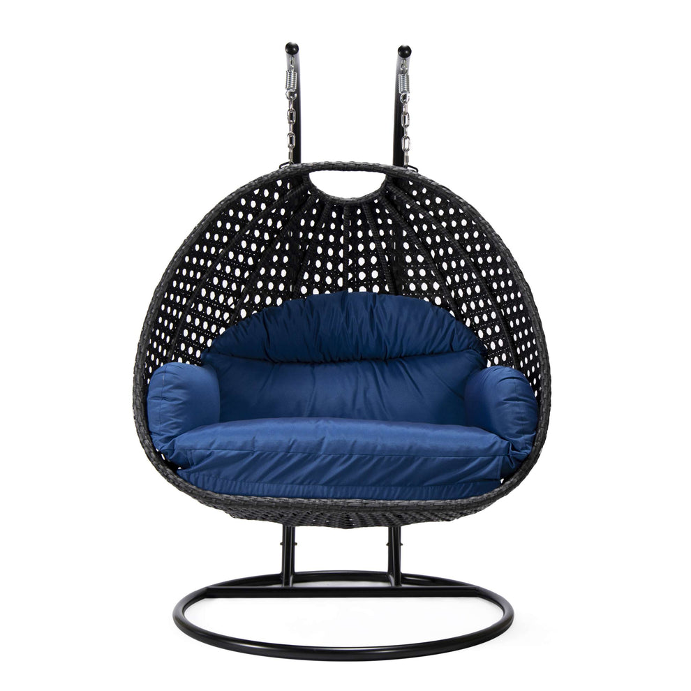 LeisureMod Mendoza Charcoal Wicker Hanging 2 person Egg Swing Chair | Outdoor Porch Swings | Modishstore - 38