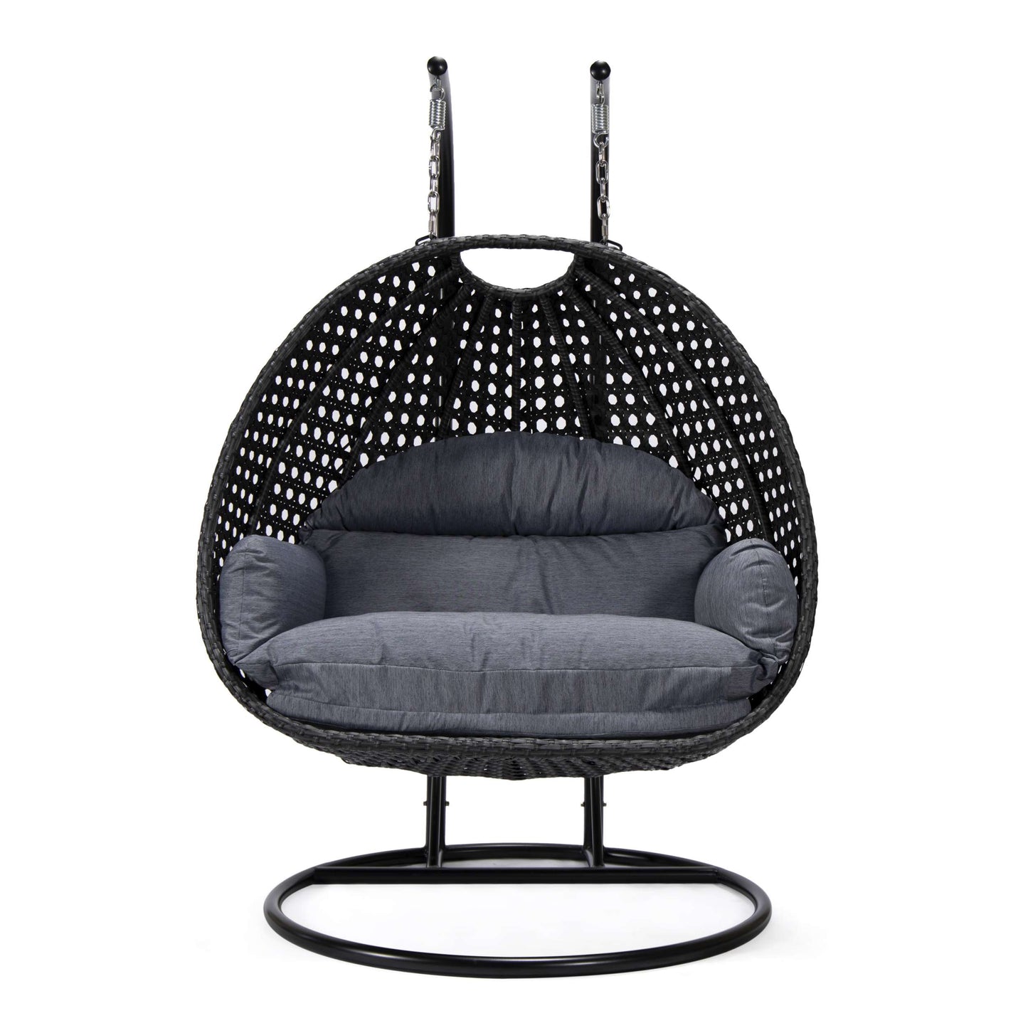LeisureMod Mendoza Charcoal Wicker Hanging 2 person Egg Swing Chair | Outdoor Porch Swings | Modishstore - 48