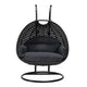 LeisureMod Mendoza Charcoal Wicker Hanging 2 person Egg Swing Chair | Outdoor Porch Swings | Modishstore - 64