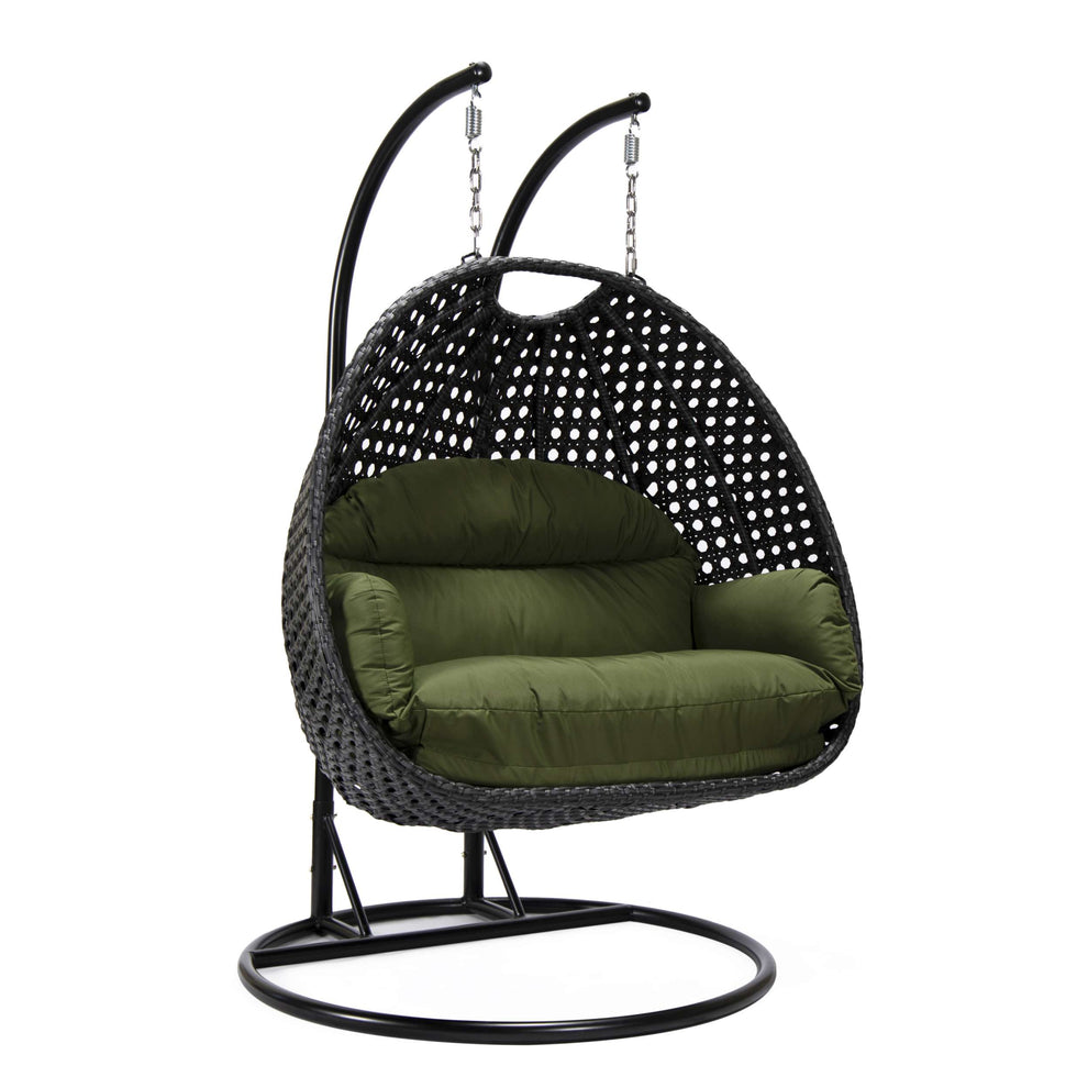 LeisureMod Mendoza Charcoal Wicker Hanging 2 person Egg Swing Chair | Outdoor Porch Swings | Modishstore - 59