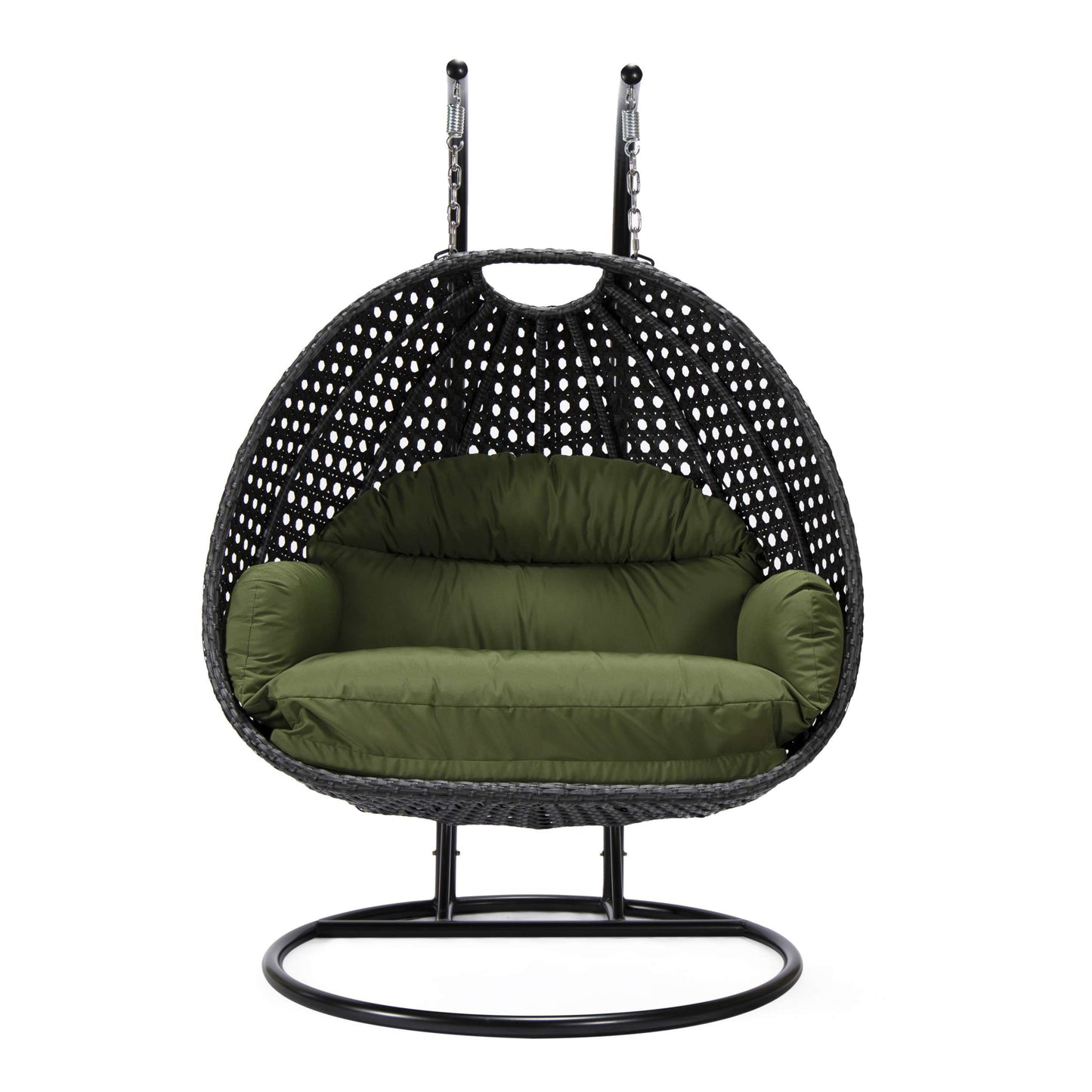 LeisureMod Mendoza Charcoal Wicker Hanging 2 person Egg Swing Chair | Outdoor Porch Swings | Modishstore - 57