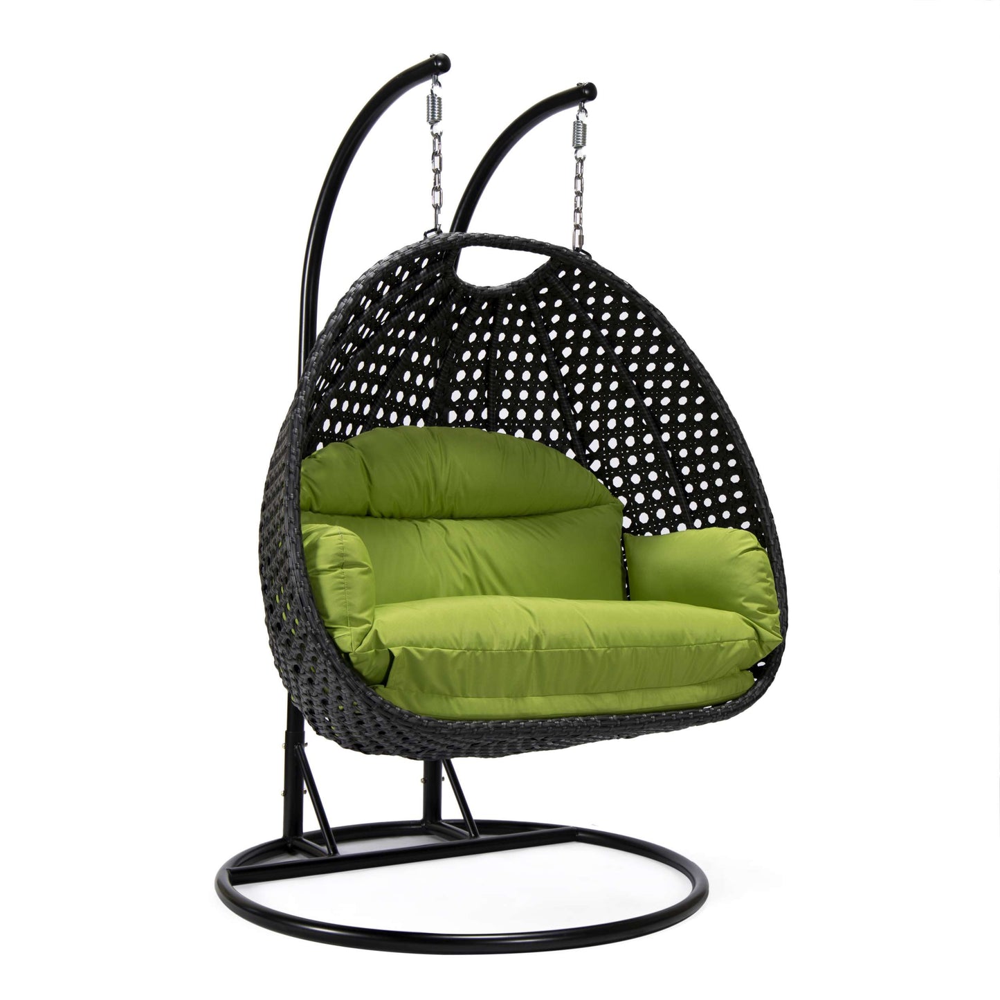 LeisureMod Mendoza Charcoal Wicker Hanging 2 person Egg Swing Chair | Outdoor Porch Swings | Modishstore - 89