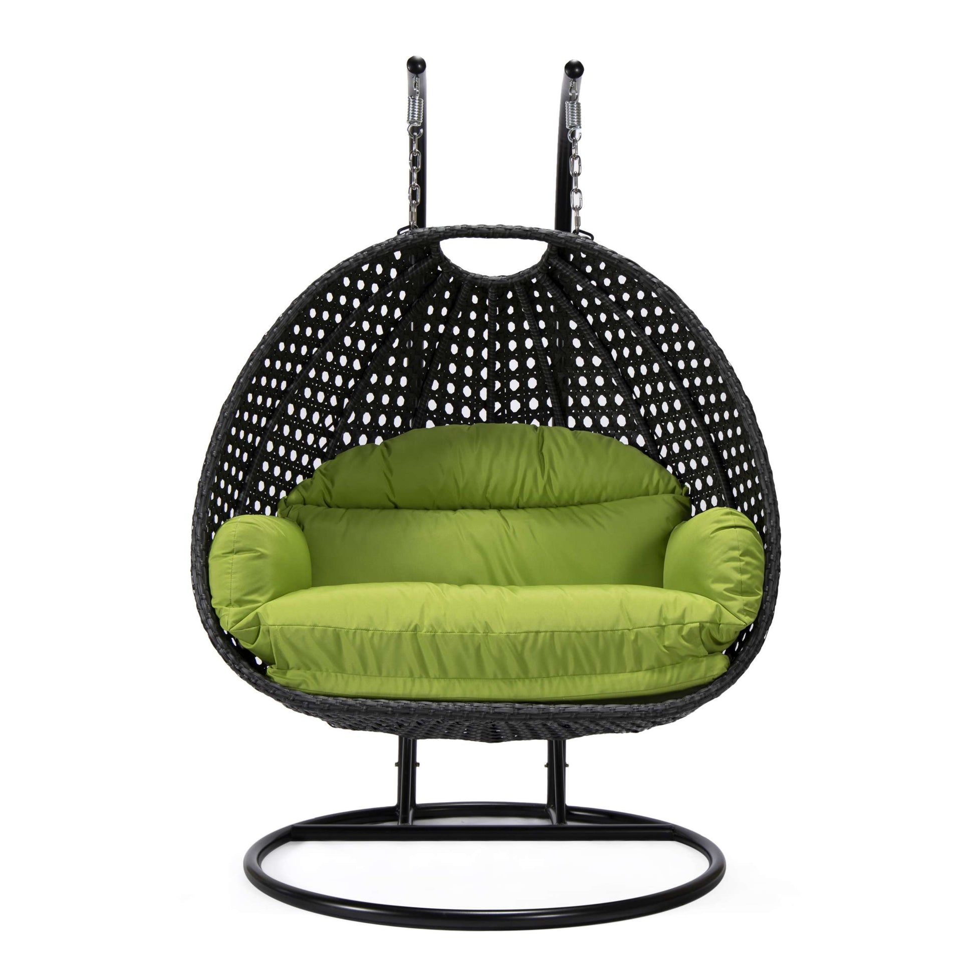 LeisureMod Mendoza Charcoal Wicker Hanging 2 person Egg Swing Chair | Outdoor Porch Swings | Modishstore - 88