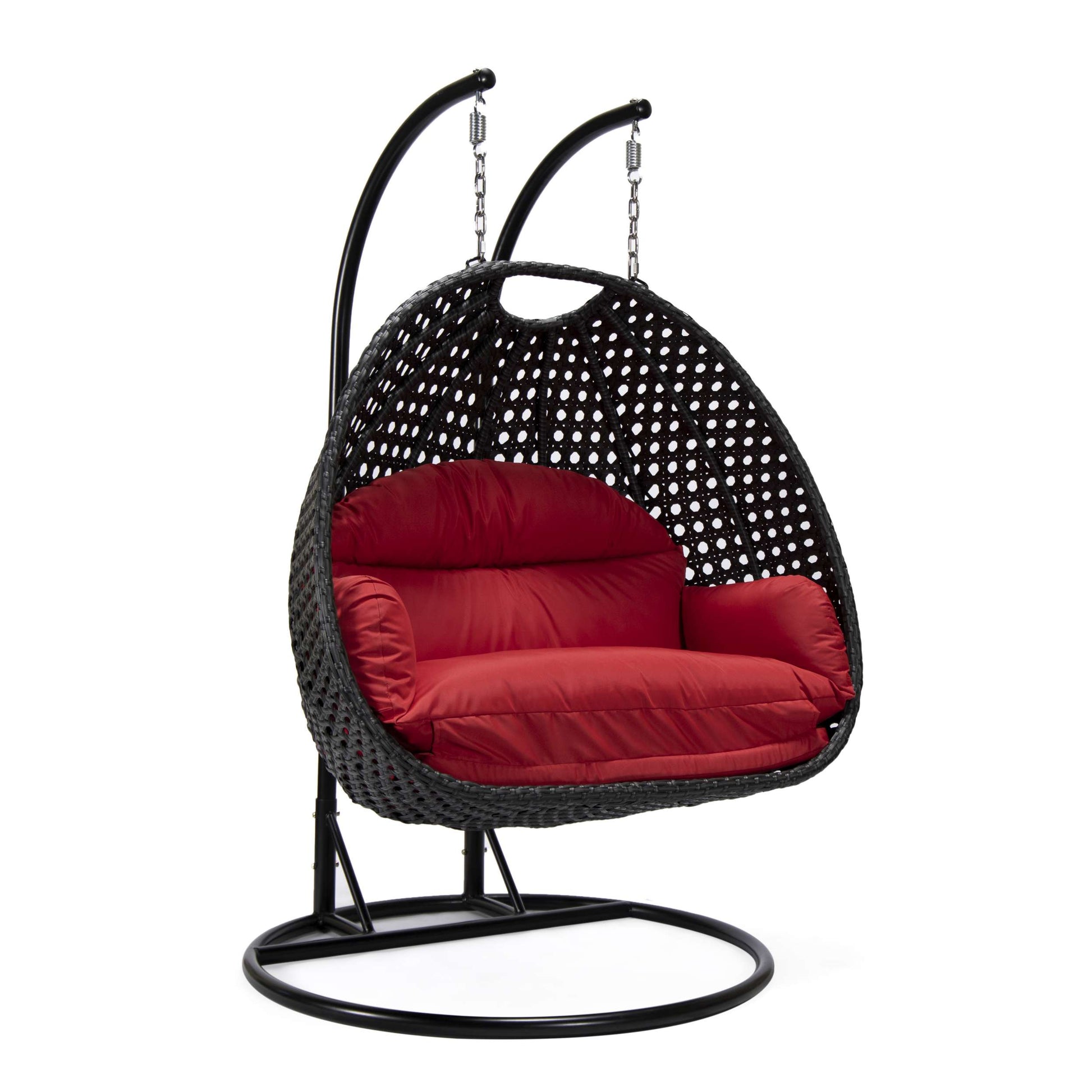 LeisureMod Mendoza Charcoal Wicker Hanging 2 person Egg Swing Chair | Outdoor Porch Swings | Modishstore - 99