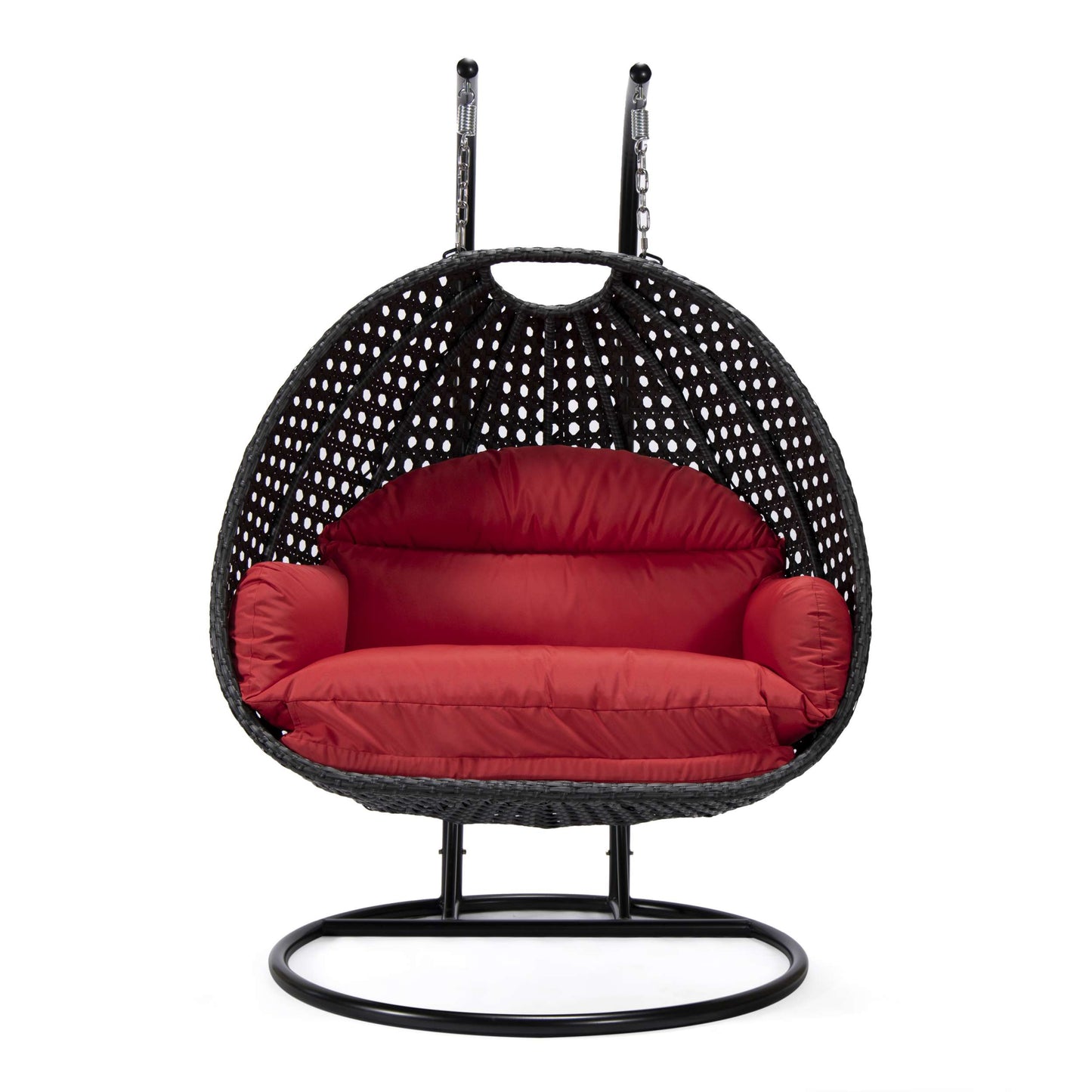 LeisureMod Mendoza Charcoal Wicker Hanging 2 person Egg Swing Chair | Outdoor Porch Swings | Modishstore - 98