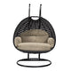 LeisureMod Mendoza Charcoal Wicker Hanging 2 person Egg Swing Chair | Outdoor Porch Swings | Modishstore - 107