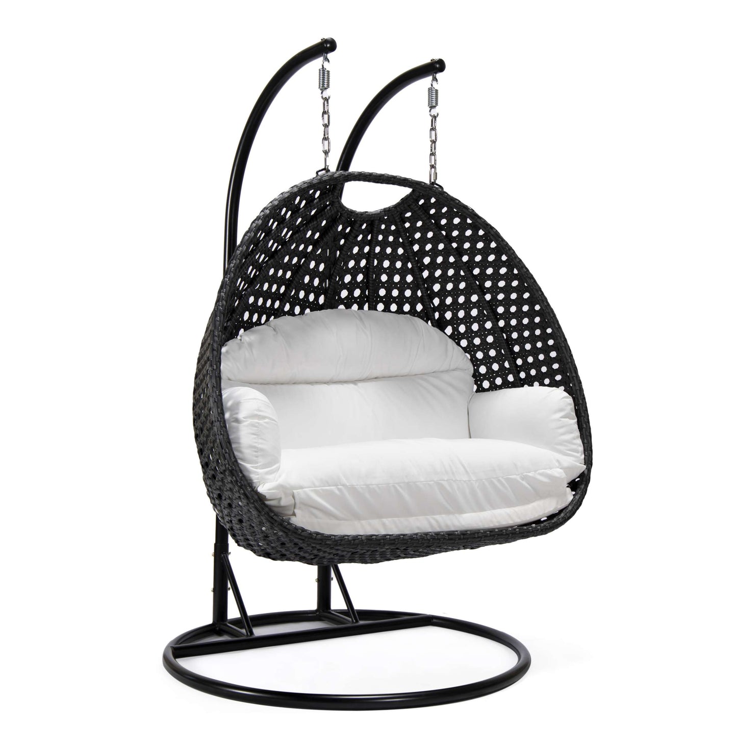 LeisureMod Mendoza Charcoal Wicker Hanging 2 person Egg Swing Chair | Outdoor Porch Swings | Modishstore - 119