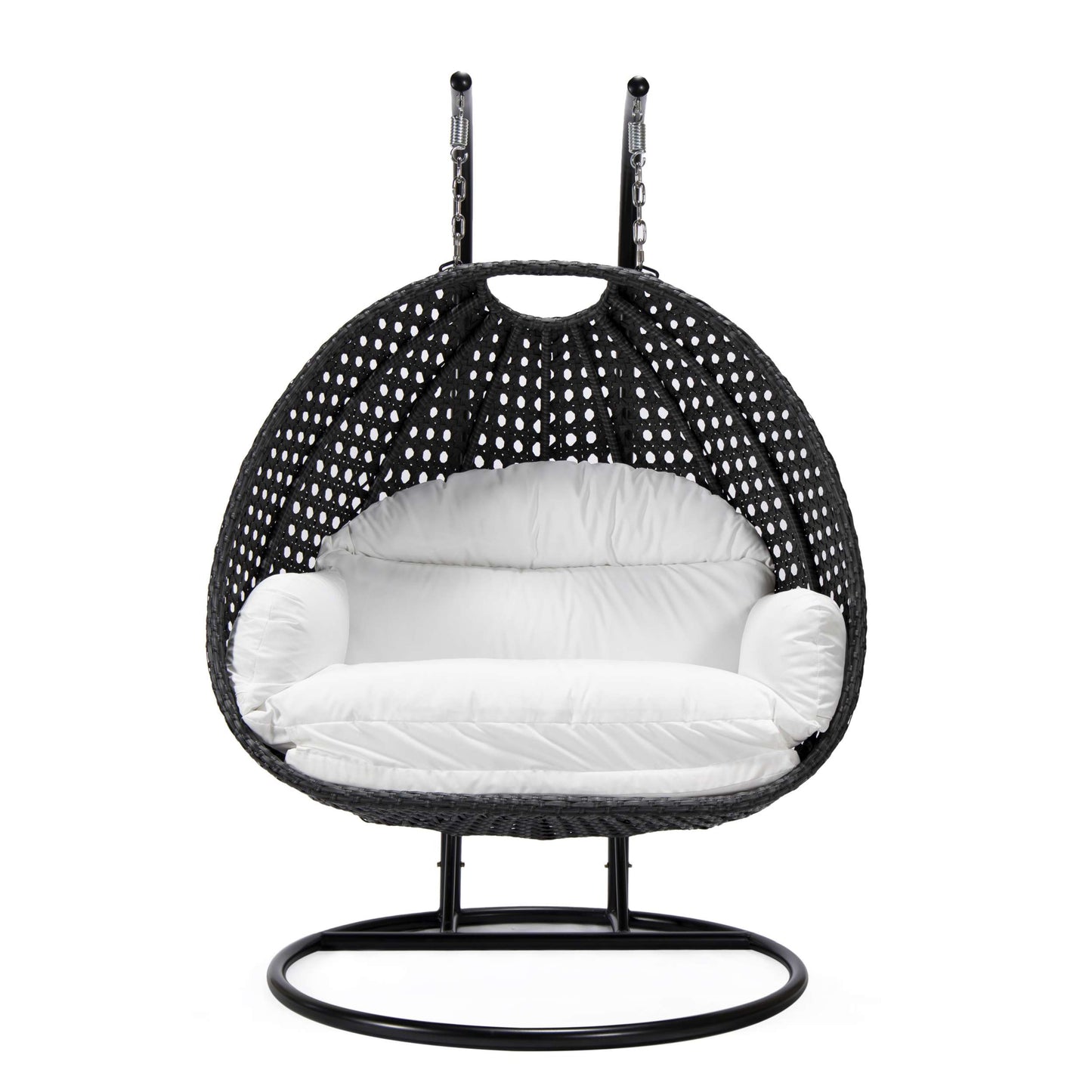 LeisureMod Mendoza Charcoal Wicker Hanging 2 person Egg Swing Chair | Outdoor Porch Swings | Modishstore - 117