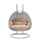 LeisureMod Mendoza Light Grey Wicker Hanging 2 person Egg Swing Chair | Outdoor Porch Swings | Modishstore - 3
