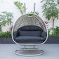 LeisureMod Mendoza Light Grey Wicker Hanging 2 person Egg Swing Chair | Outdoor Porch Swings | Modishstore - 12