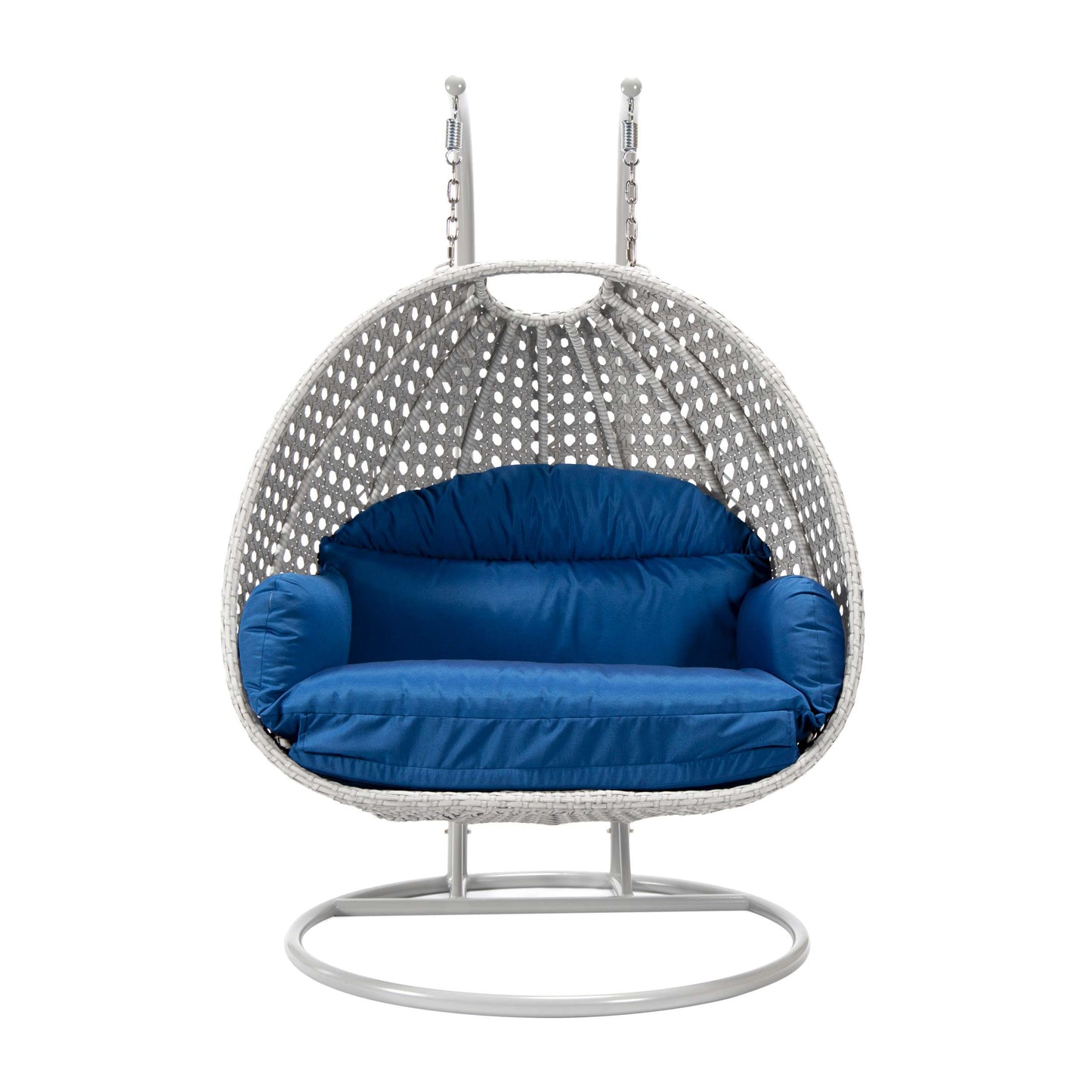 LeisureMod Mendoza Light Grey Wicker Hanging 2 person Egg Swing Chair | Outdoor Porch Swings | Modishstore - 32